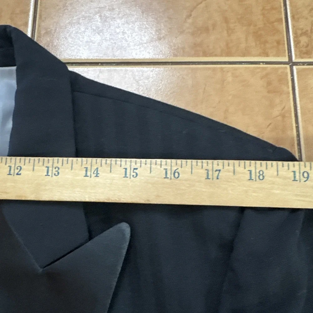 Vtg Christian Dior Monsieur Stripe Tuxedo Jacket 44R Slim Black Wool Satin Lapel